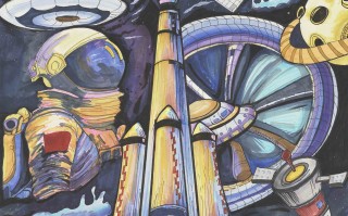 航天梦想科技画 航天科技主题绘画大赛获奖绘画素材，附黑白线稿强烈推荐收藏！